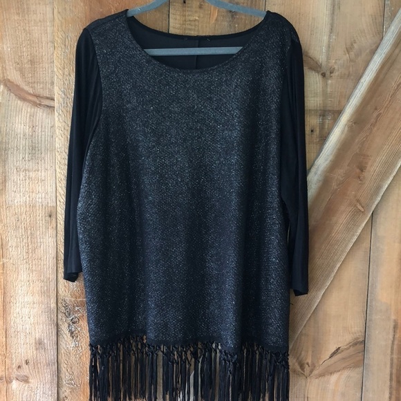 BLACK sparkle plus size top - Picture 1 of 9